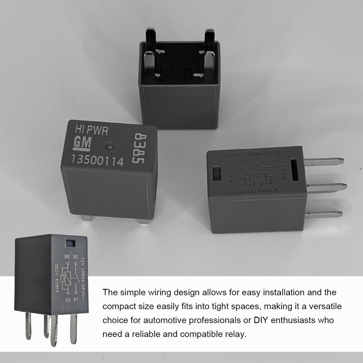 2 PCS Car Air Conditioning Relay, 12VDC 40A 13500114/8385 Multi Purpose Quick Connect AC Relays, High Power 4-Pin Air Conditioning Fan Relay Compatible with Most Vehicles