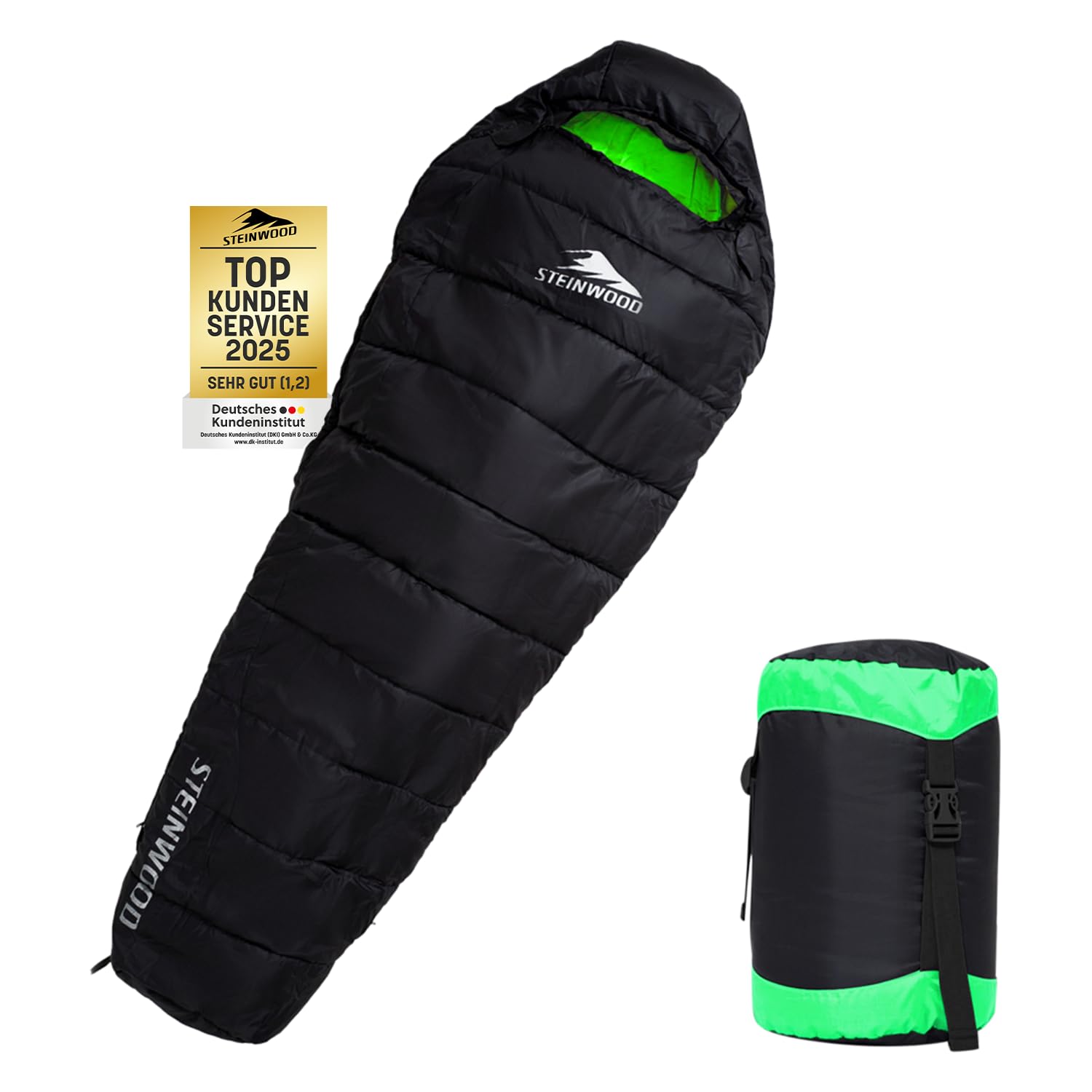 Steinwood Premium Schlafsack koppelbar extra breit 3-4 Season 210cm - Outdoor-Schlafsack, Mumien-Schlafsack, Hütten-Schlafsack