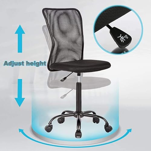 Miniatura 4 de Silla de oficina, silla de computadora con soporte lumbar, ergonómica, respaldo medio, malla ajustable, altura ajustable, silla giratoria sin