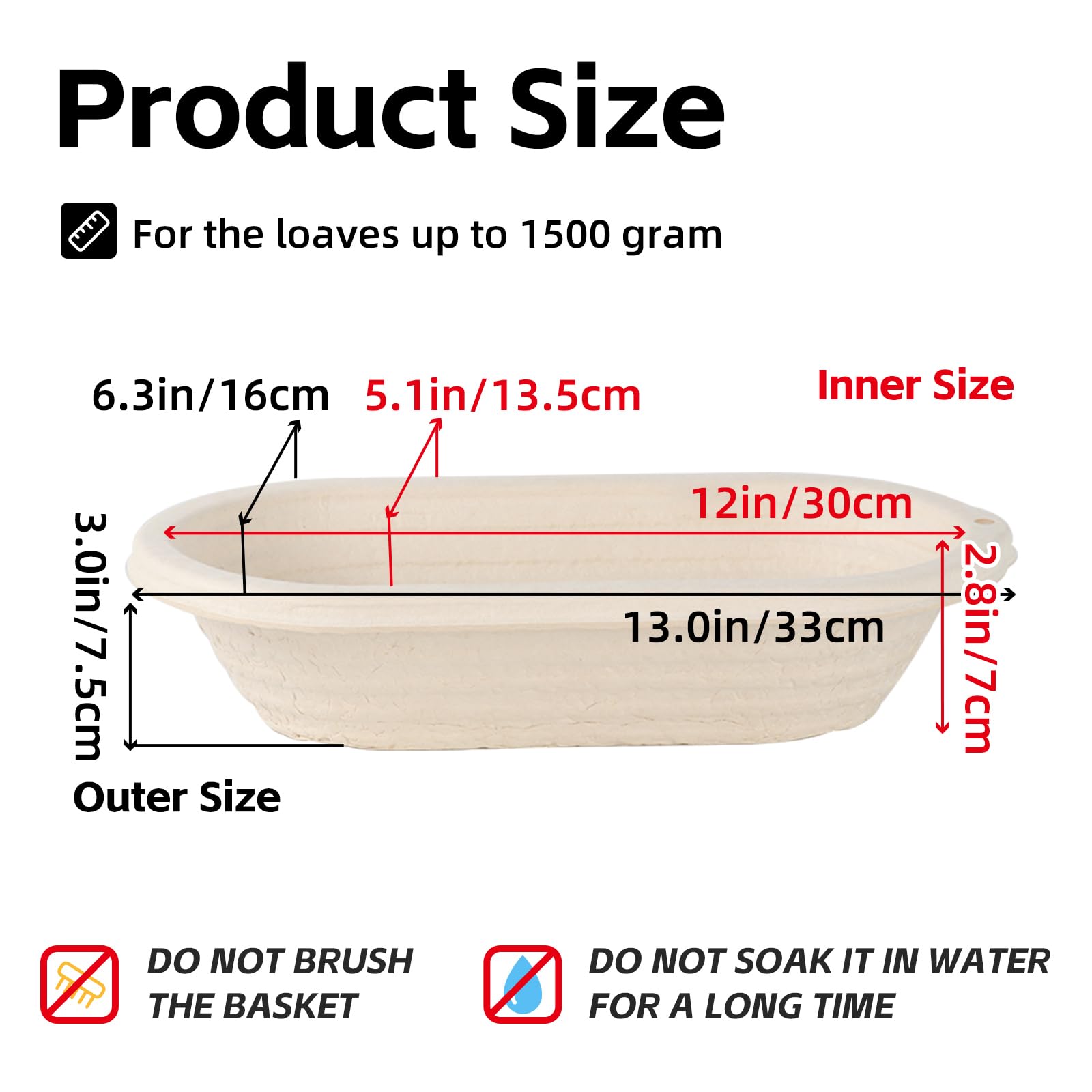 Lot de 6 corbeilles à pain ovales de 30,5 cm avec sac de rangement, 30,5 cm, pour pain professionnel et fait maison