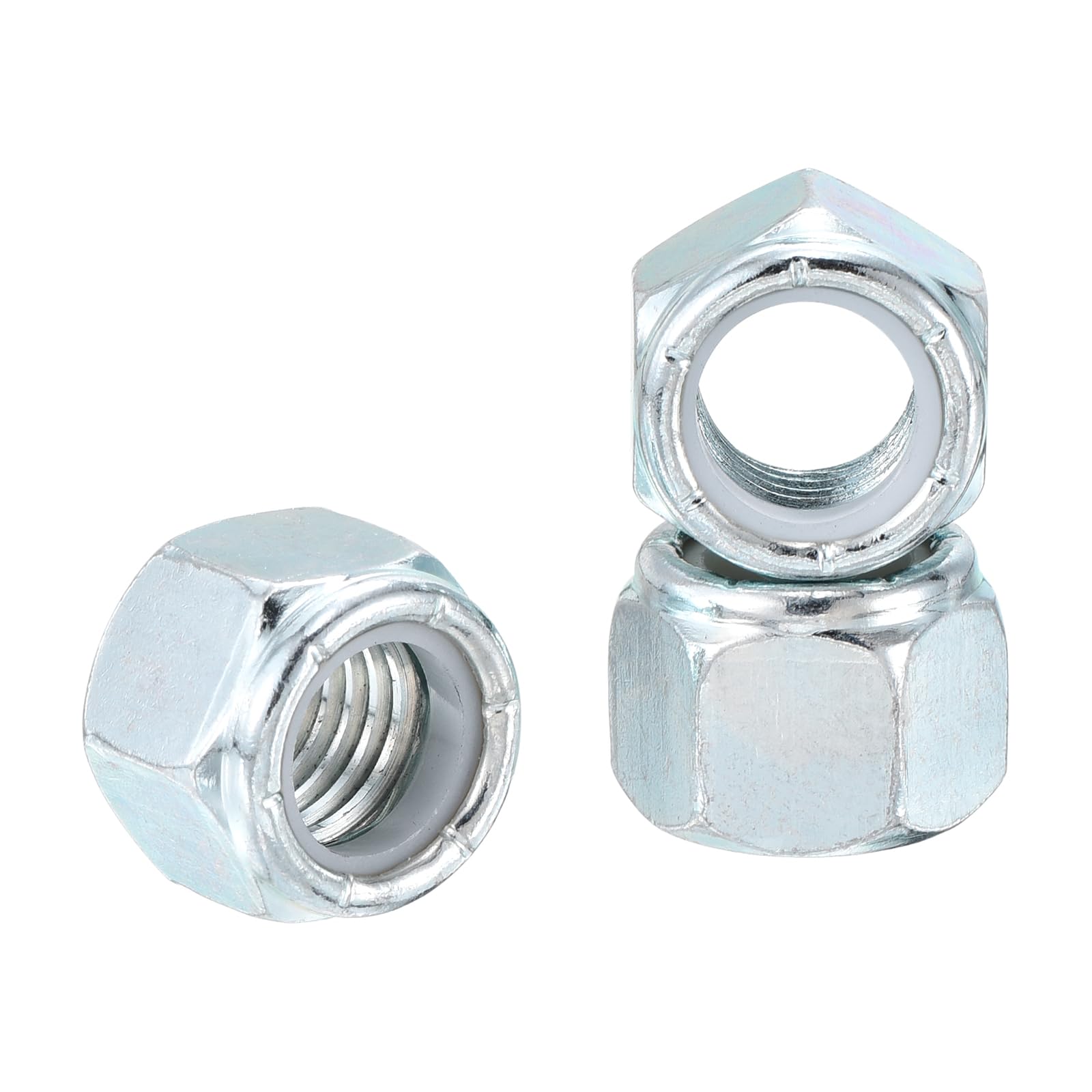 Kozelo 10Pcs Nylon Locking Hex Nuts - [7/8"-9], Carbon Steel Hardware Nuts, Blue and White, for Automotive, Aerospace, Industrial Applications Use