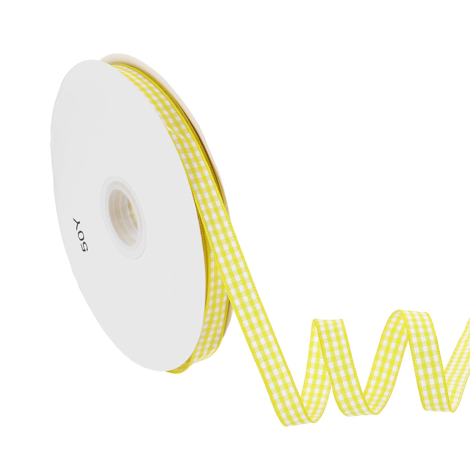 PATIKIL 50 Yard x 3/8 Inch Gingham Ribbon, Plaid Ribbon Nylon Checkered Gift Wrapping Strip for Thanksgiving Bow Wreath Craft Birthday Wedding, Yellow — image 1