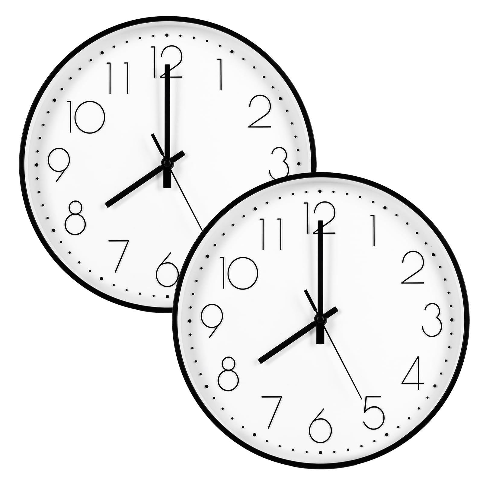 Silent Wall Clock Pair - 12 Inch