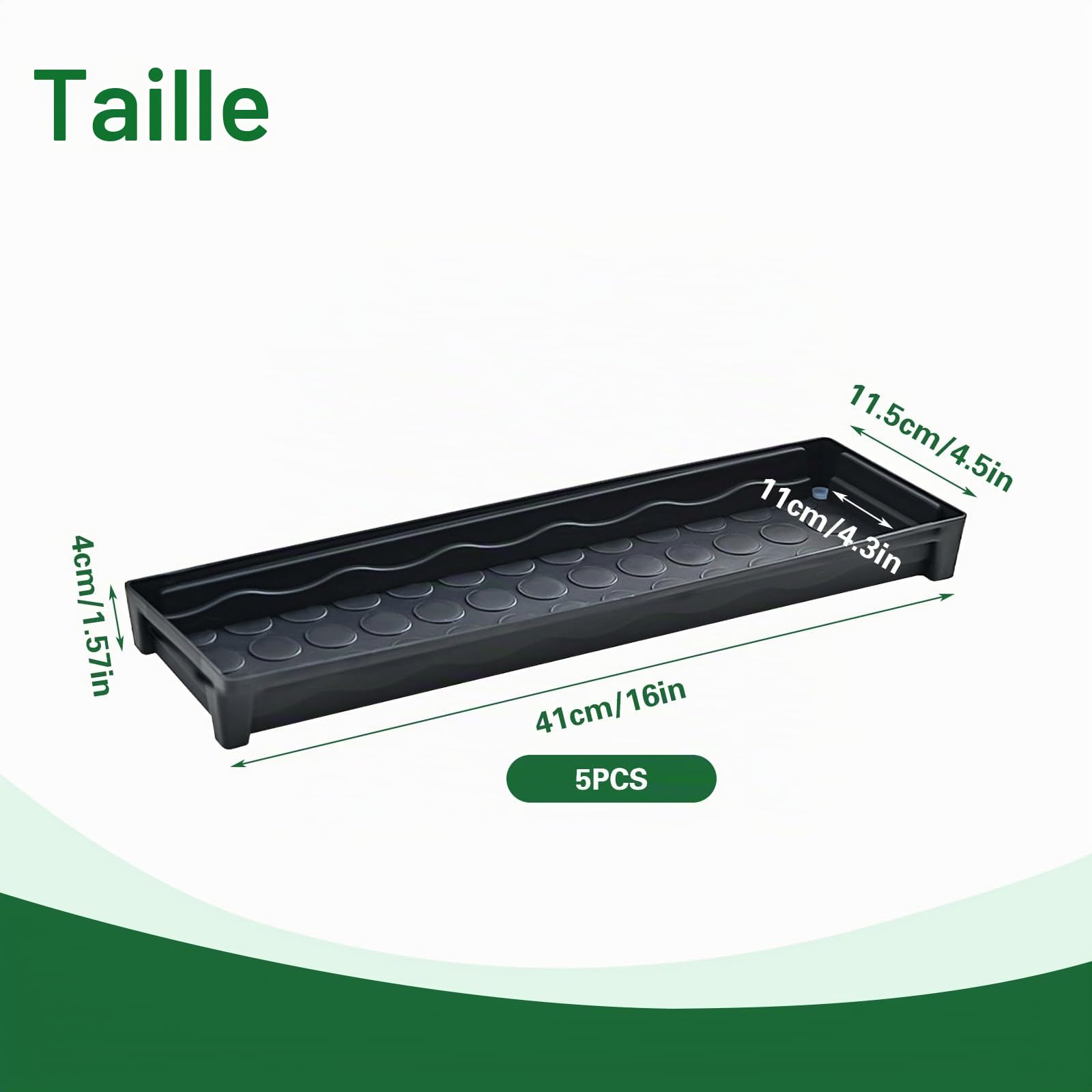 5 Pièces Soucoupe Pot Fleur,Plateaux de Jardinières Rectangulaires Plateau de Drainage pour Rebord Fenêtre Plastique pour Cour Jardin Intérieur et Extérieures,41 x 11.5 x 4 cm