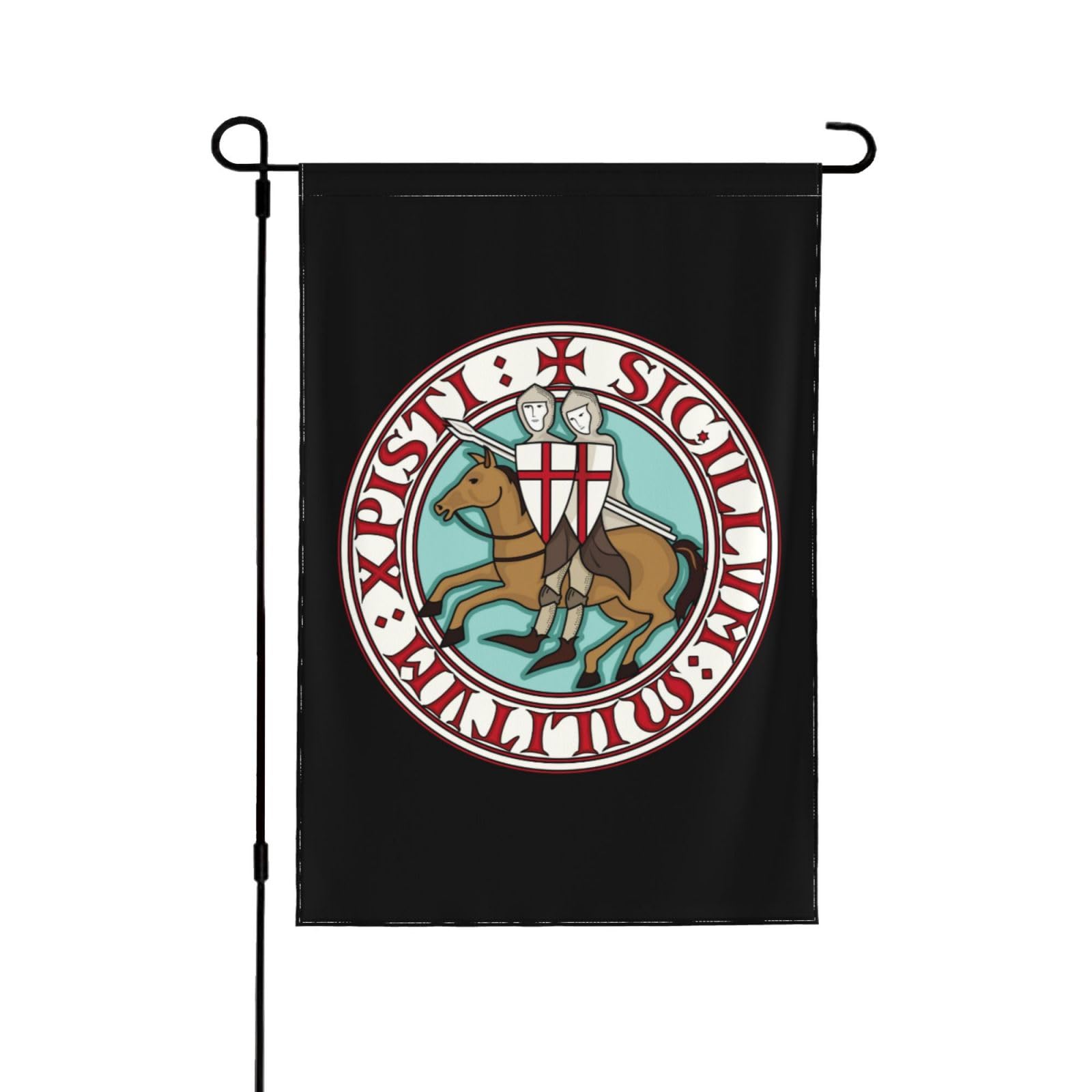 Outdoor Double Sided Garden Flag, Two Templars Knight Crusader Viking Print, Home Decor Yard Lawn Hanging Flags 12.5"X18"