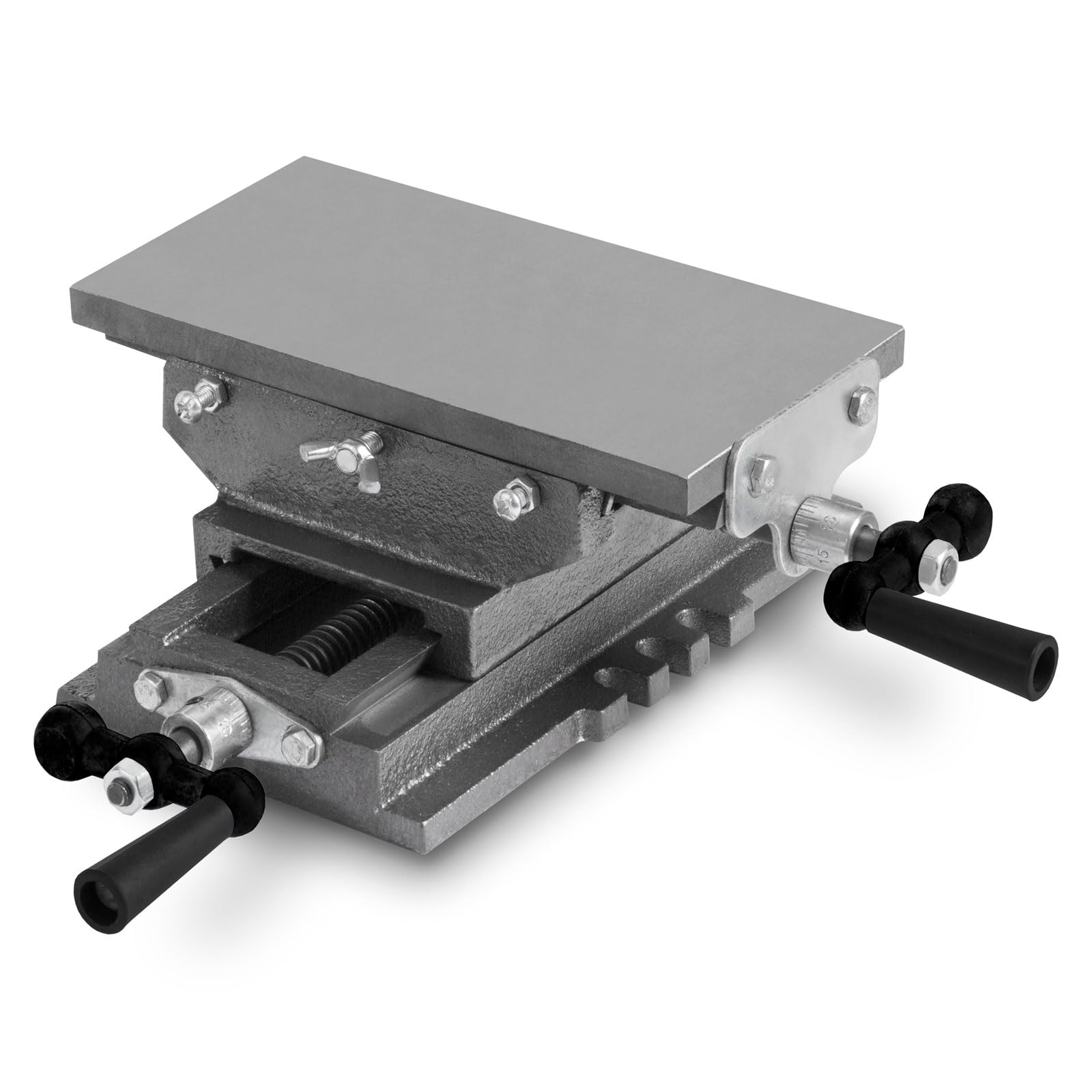 EBERTH Tavola a croce in ghisa e acciaio, piano di lavoro 120 x 230 mm, altezza 100 mm, morsa per lavori di foratura e fresatura, tavola di fresatura per trapano, fresatrice e banco di lavoro