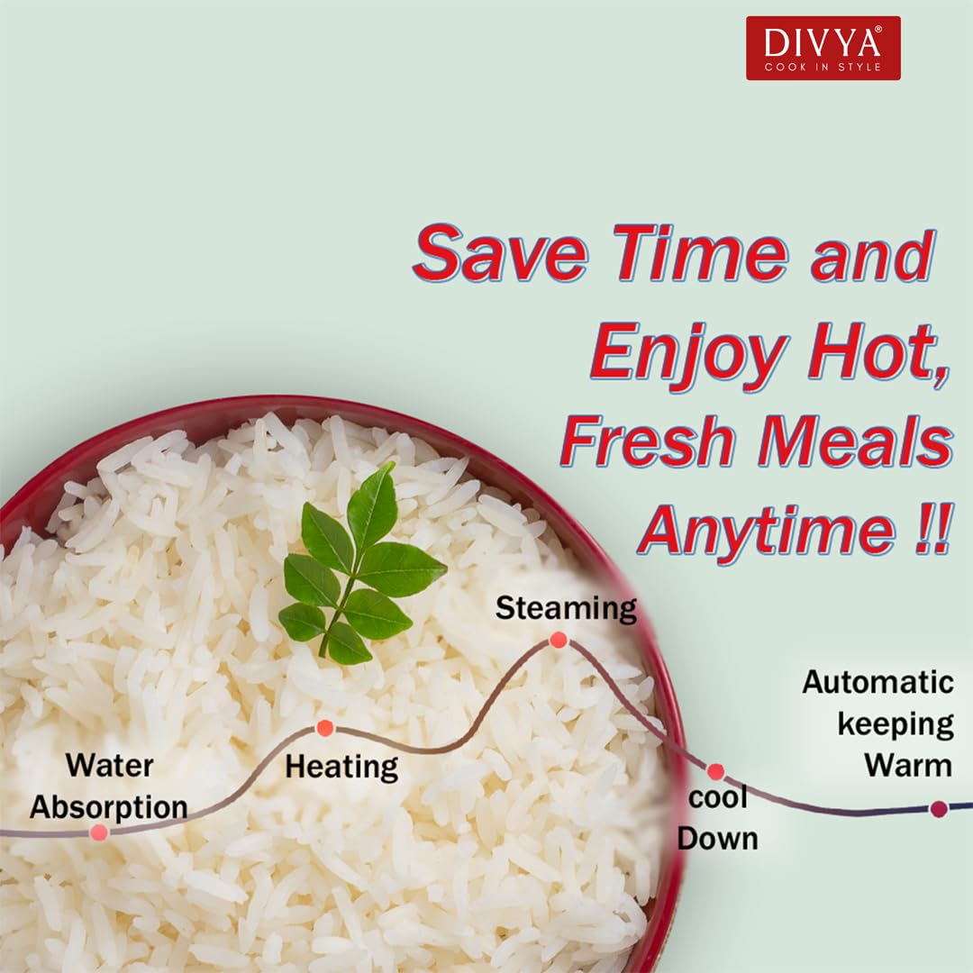 DIVYA Rice Cooker - 0.6L Compact & Easy to Use -6