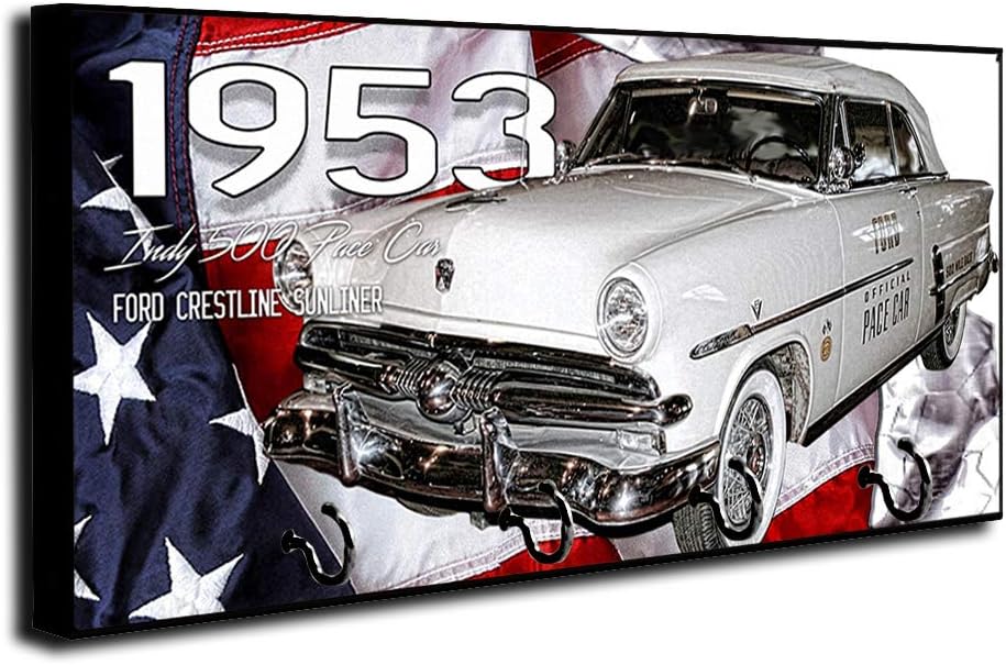 Brotherhood 1953 Compatible with Crestline Sunliner Indy 500 Pace Car Key Holder Organizer Wall Mount Rack for Holders The Home Keys Ring Decorative Hangers Decor Hook Hanger