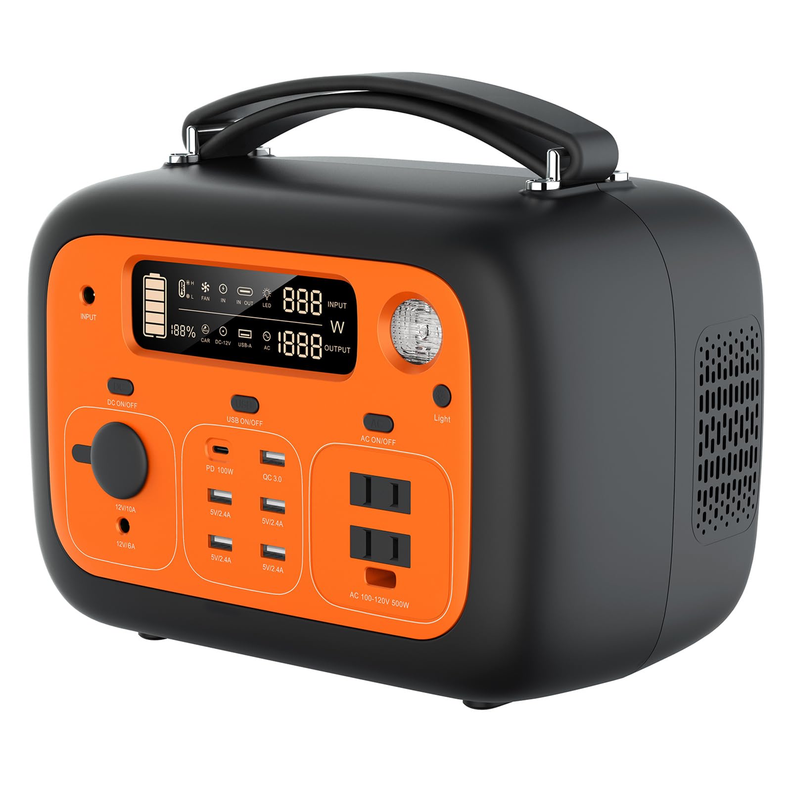 Centrale électrique Portable 500 W (crête 1000 W), Alimentation par Batterie de Secours 505 Wh avec Onde sinusoïdale Pure, Prises 110 V/220 V CA, générateur Solaire pour Camping en