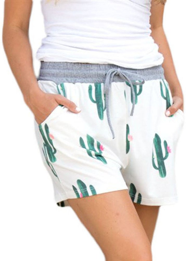 Women Floral Printed Activewear Lounge Shorts with Pocket