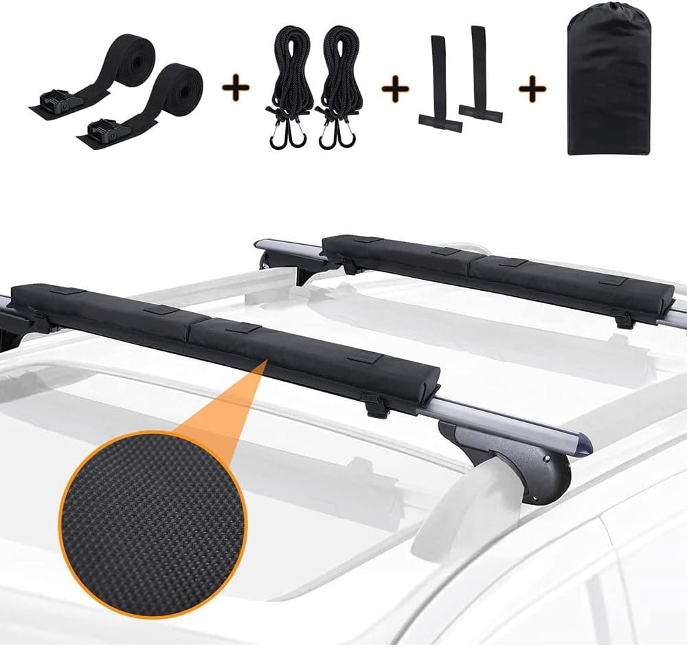 HIKULA 28" Roof Rack Pads With Tie-Down Straps – Soft SUP/Kayak/Surfboard Carrier Pads For Car Crossbars - View #6