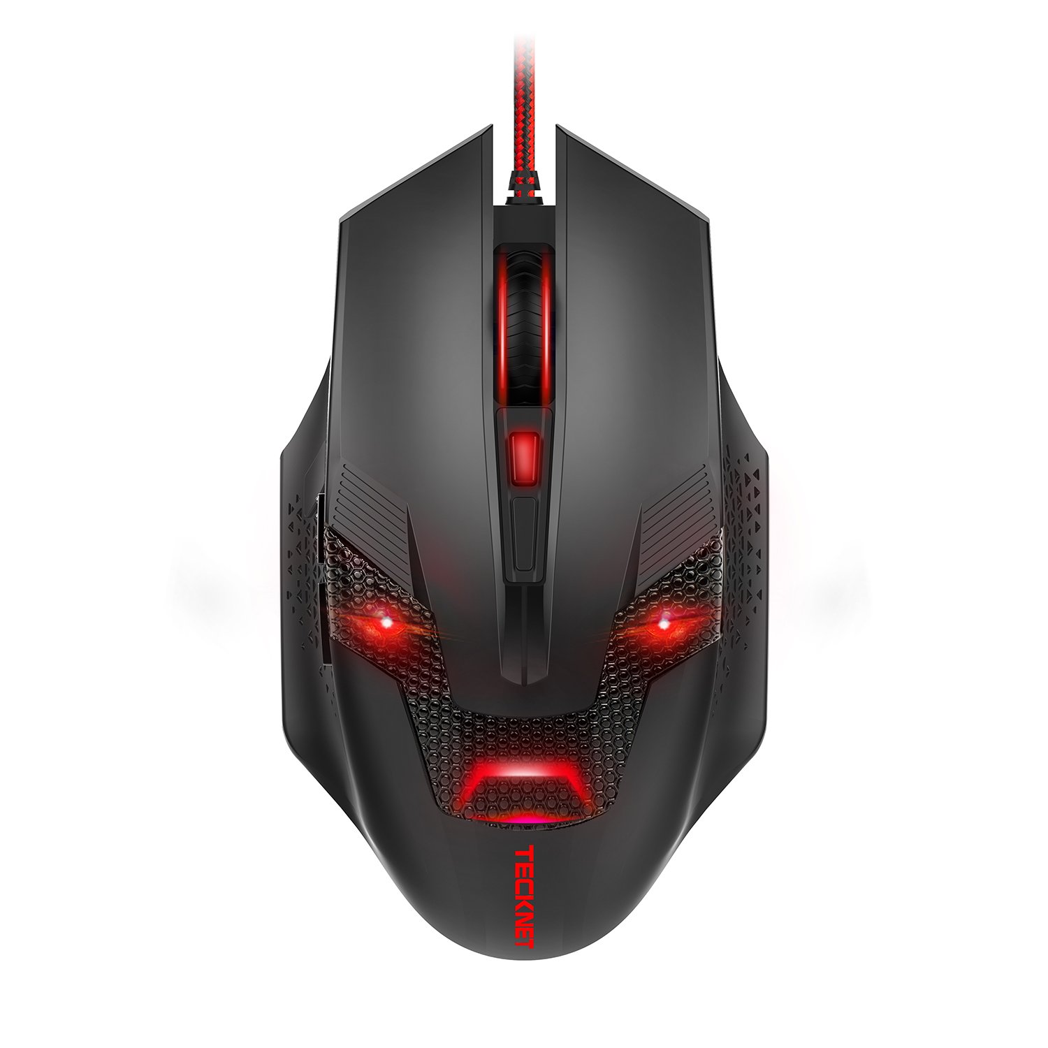 TECKNET Wired Gaming Mouse - 8000 DPI with 6 Adjustable Levels, 6 Programmable Buttons & RGB Backlit, Ergonomic Wired Mouse for PC/Mac/Laptop - Christmas Gaming Gift & Stocking Stuffer (Red)