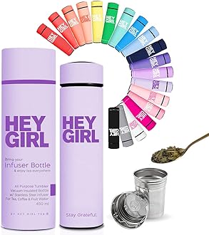Infuser Bottle 450ml - Insulated Stainless Steel Water Bottle - Tea Tumbler with Tea Diffuser - Portable Travel Mug for Loose Leaf Tea & Infused Water - Tea Lovers Gifts for Women