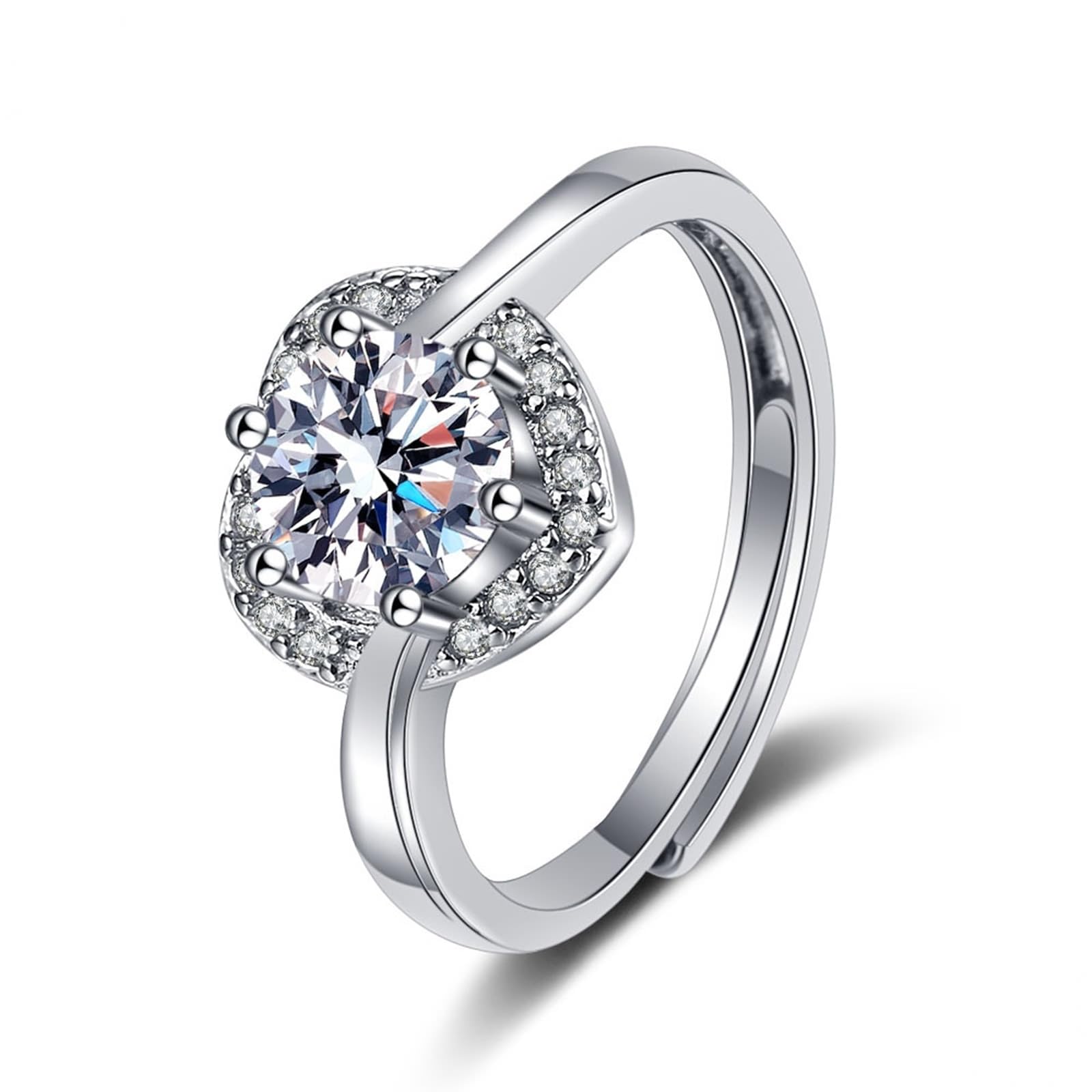 Wycian Read Your Heart Moissanite pierścionki zaręczynowe białe złoto 18K serce z cyrkonią rozmiar H 1/2 moda dla pań biżuteria zaręczynowa