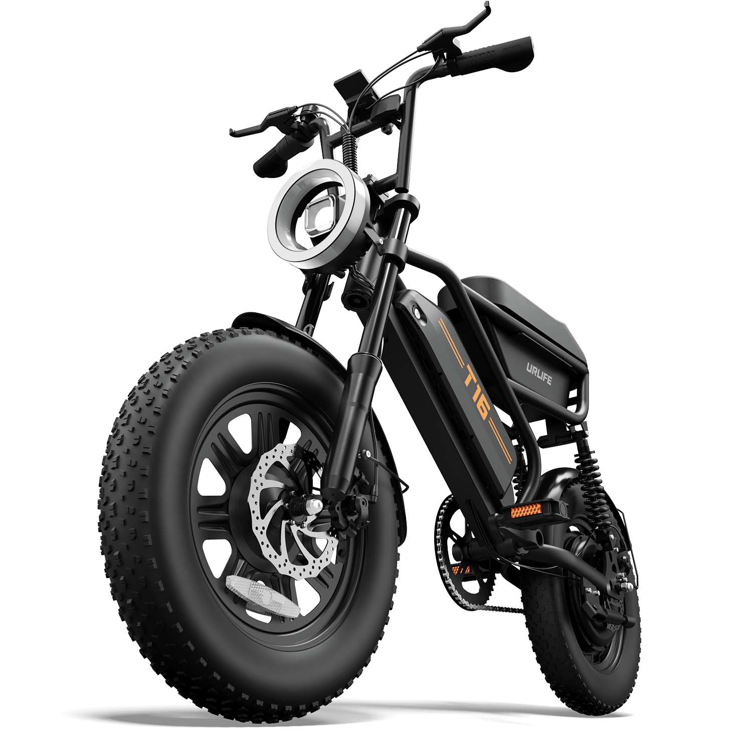 URLIFE de 16" x 3.0 Bicicleta Electrica, Batería Extraíble de 48 V y 13 Ah, Motor Sin Escobillas de 250 W, Autonomía de 100 km, Bici Eléctrica con Doble Suspensión, E Bike para Adultos