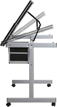 Adjustable Drawing Table with Tilting Tabletop and 2 Storage Drawers, Drawing Table Artist Desk Computer Desk for Home Office