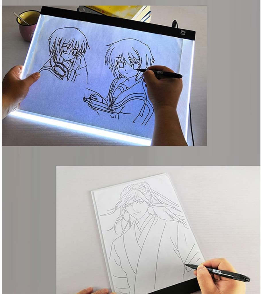 Light Box A4 Portable Led Light Pad Dimmable Intelligent Constant Temperature Acrylic Panel Artists Light Boxes Professional Diamond Painting Anime Through Writing Table,Black-A4 stepless dimming