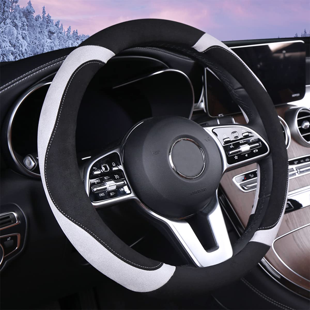 Gray Soft Steering Wheel Cover