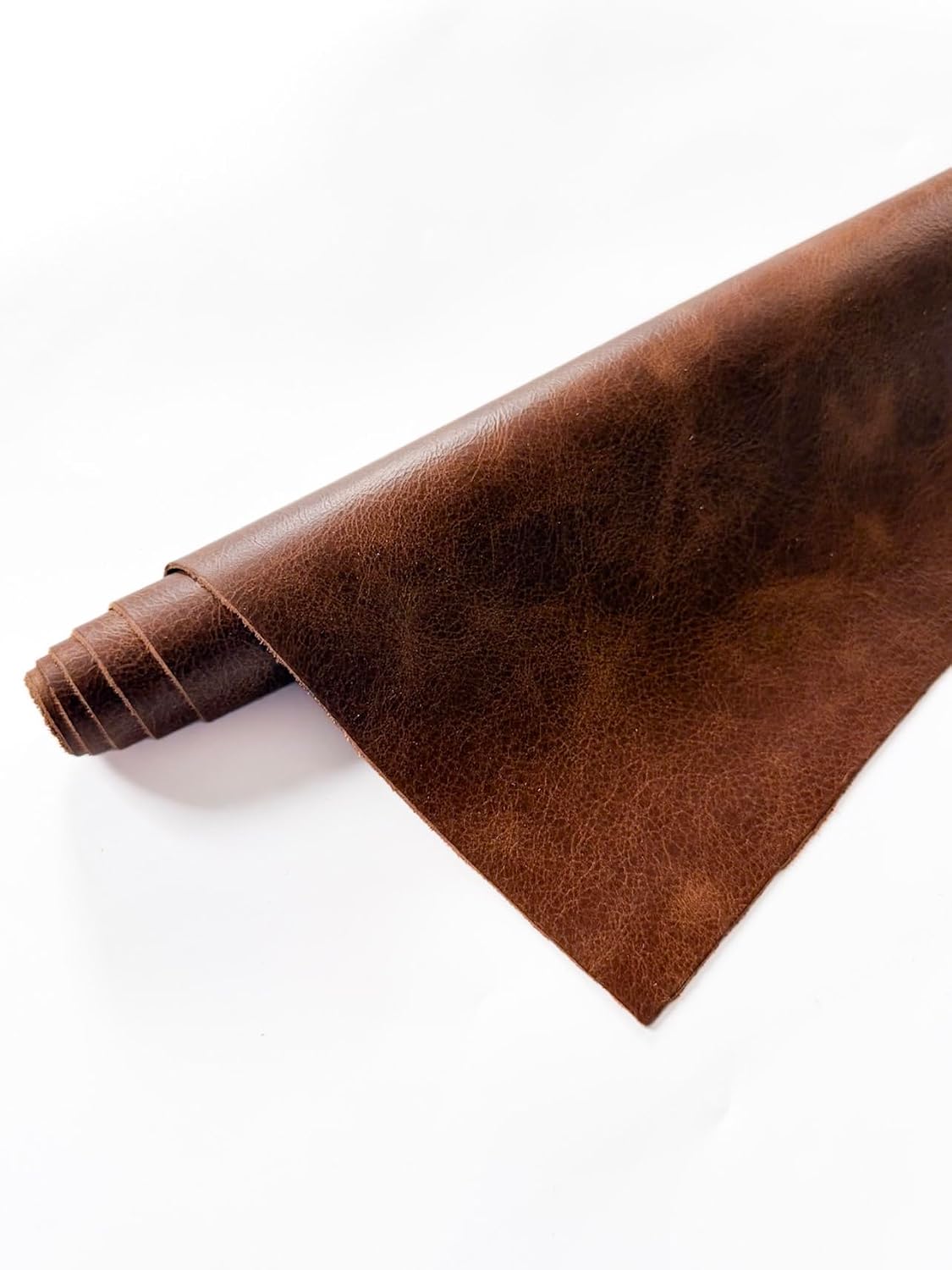 Natural Grain Cow Leathers: 12'' x 24'' Pre-Cut Leather Pieces (Luggage Distressed, 1 Piece)