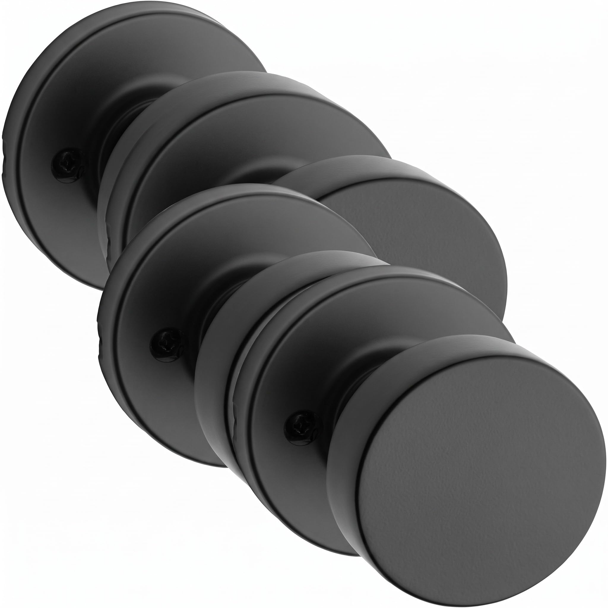 Kwikset Pismo Dummy Door Knob, Single Sided Handle for Closets, French Double Doors, and Pantry, Matte Black Non-Turning Interior Push/Pull Door Knob, with Microban Protection (Pack of 4)
