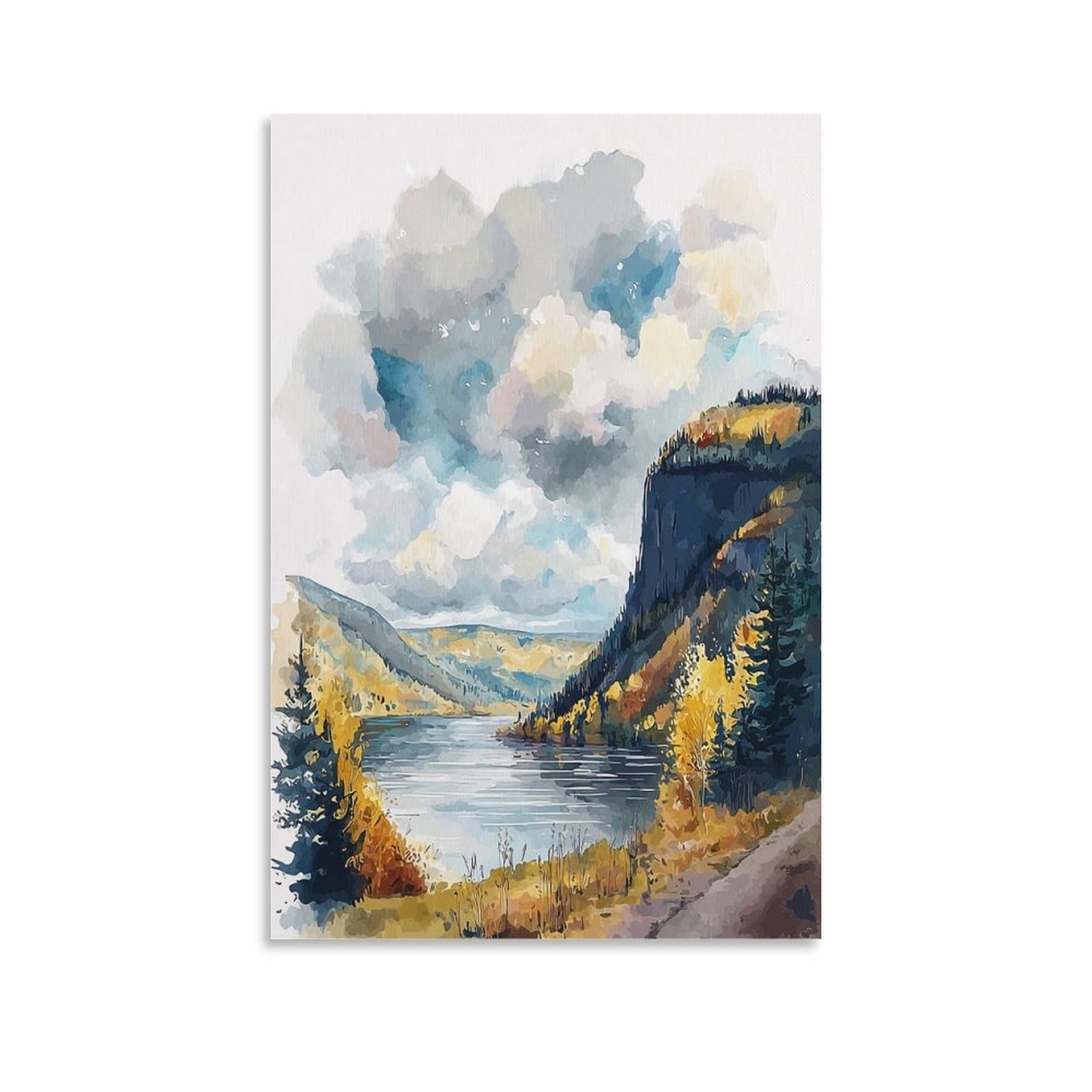 XWYMXZ Finger Lakes Watercolor Print Posters 20x30inch(50x75cm) Vintage Watercolor Canvas Art