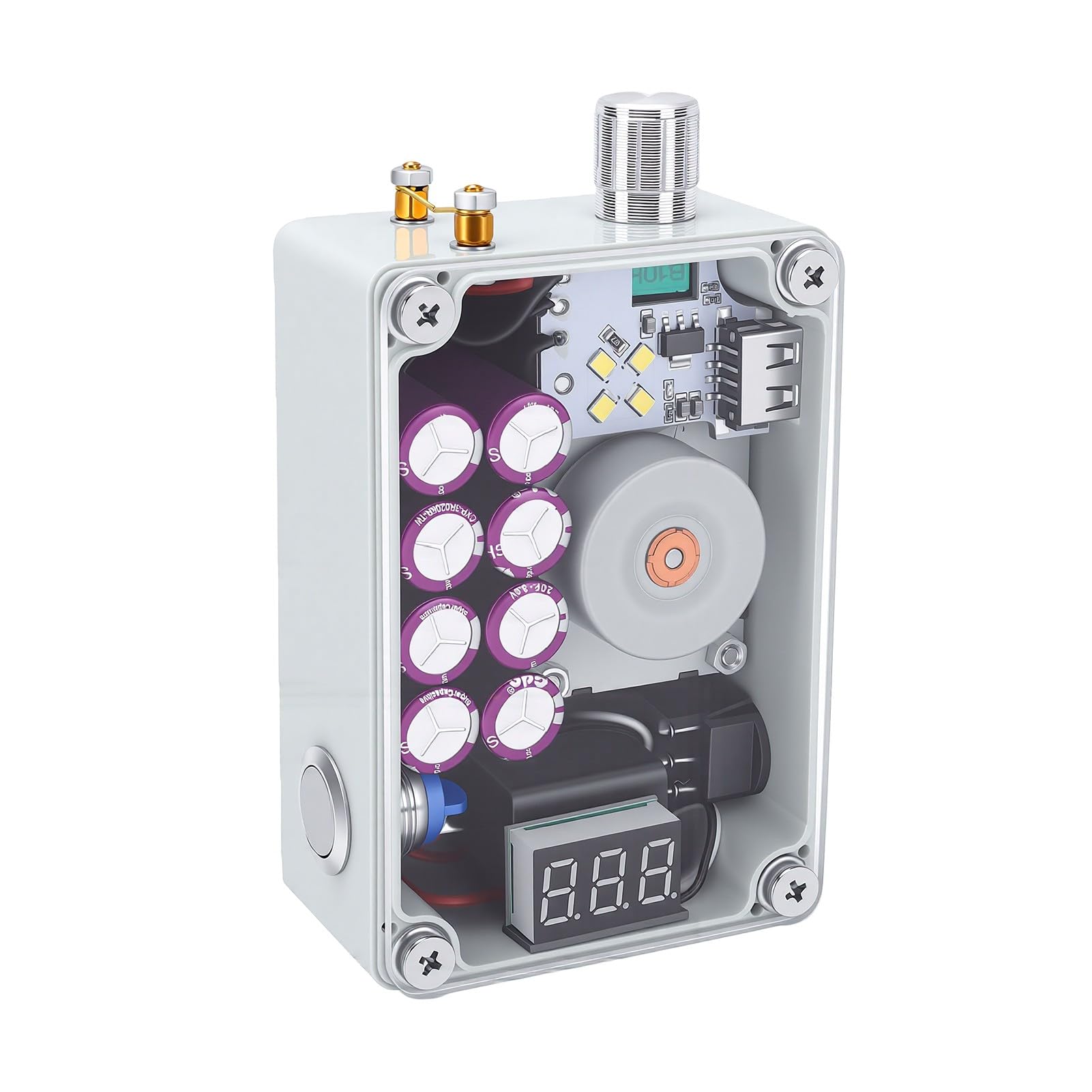 Schimer Generatore a Manovella con Display LCD Rosso e Caricabatterie
