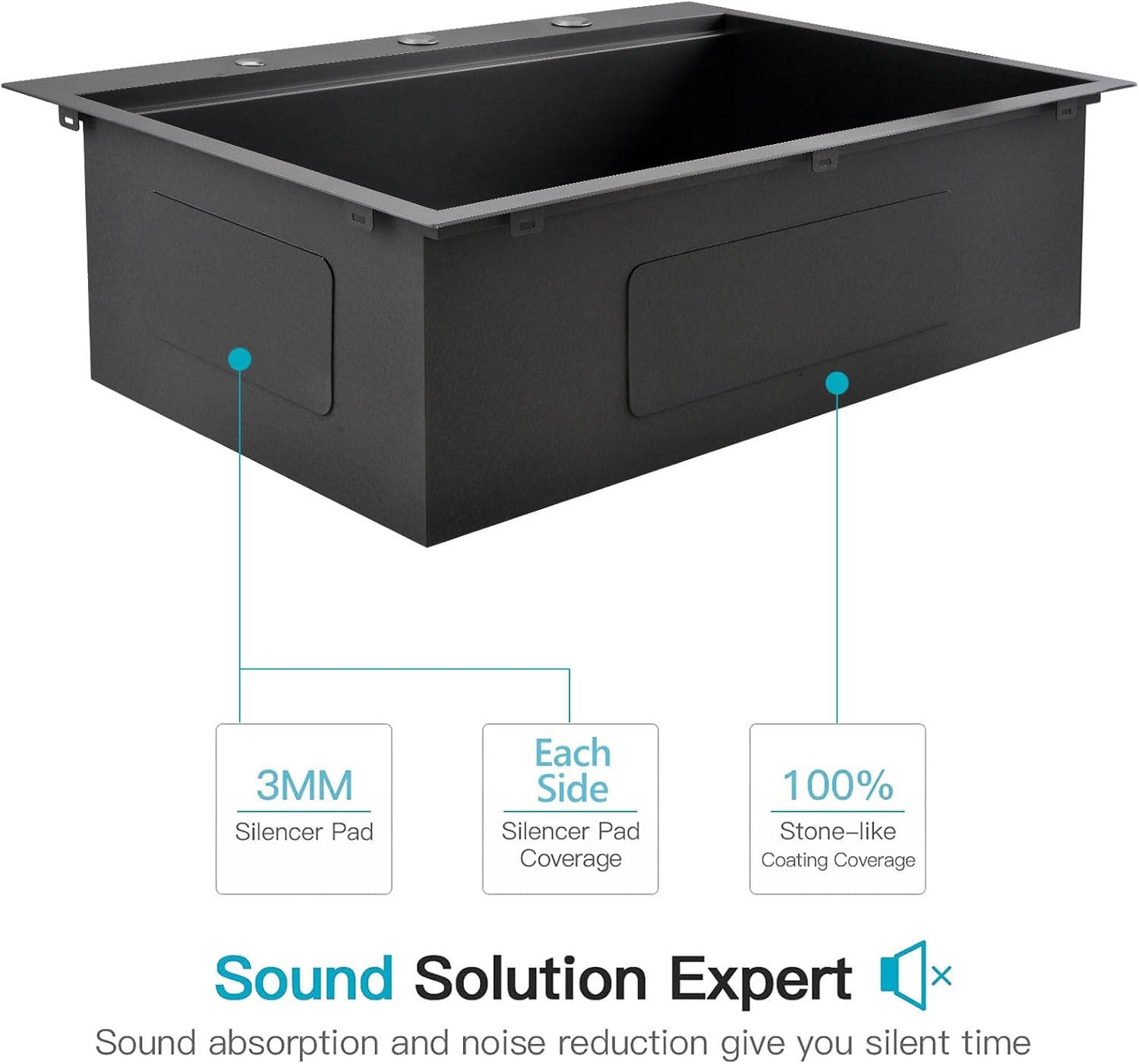 33 Drop In Black Kitchen Sink Workstation, ZDHHT 33 x 22 x 10 Inches 16 Gauge Black Stainless Steel T304 Single Bowl Kitchen Sink Topmount with Workstation and Accessories