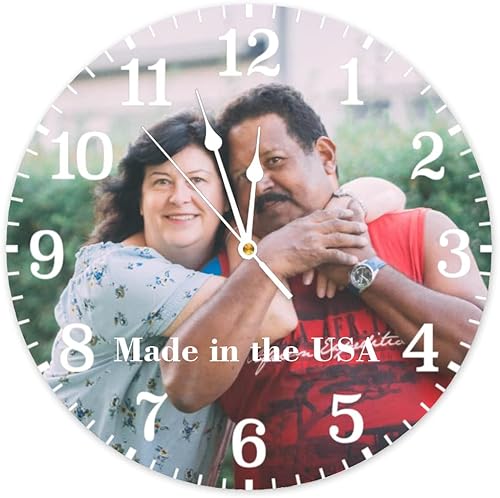 Reloj de madera rústico personalizado sin tictac, añade tu foto, texto, imagen, logotipo, reloj de madera redondo personalizado para pared, 12