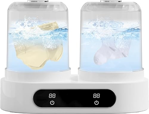 Lavadora portátil de doble bañera, lavadora de ropa interior inalámbrica de 3 L, 2 modos de 3600 mAh, lavadora portátil para apartamento,