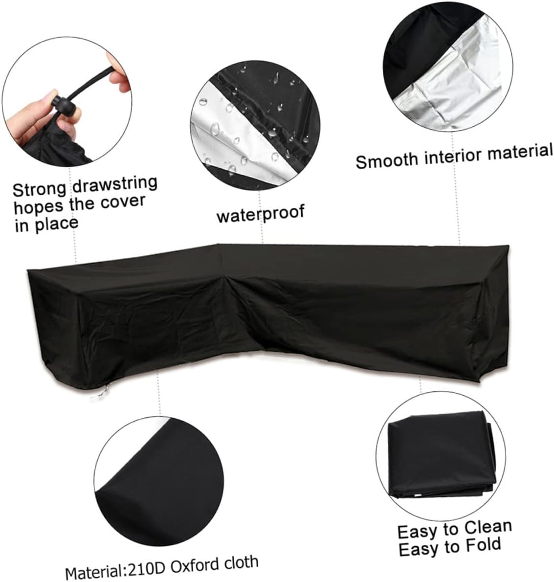 Hemoton L Shaped Outdoor Waterproof Sofa Cover 210D Oxford Fabric Patio Furniture Protector for Garden and Yard Dustproof and Weather Resistant Sectional Cover