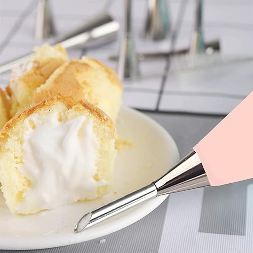 Miniatura 8 de Juego de 30 boquillas largas de glaseado de color crema, suministros de decoración de pasteles con anillos de silicona, cepillo de limpieza, kit de