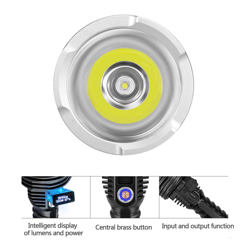 Torcia LED Pfsn TCP50 Super Luminosa 6000 Lumen: Ricaricabile, P50, 400m Di Portata, 6000mAh, Impermeabile IPX65, Per Caccia, Campeggio, Emergenza