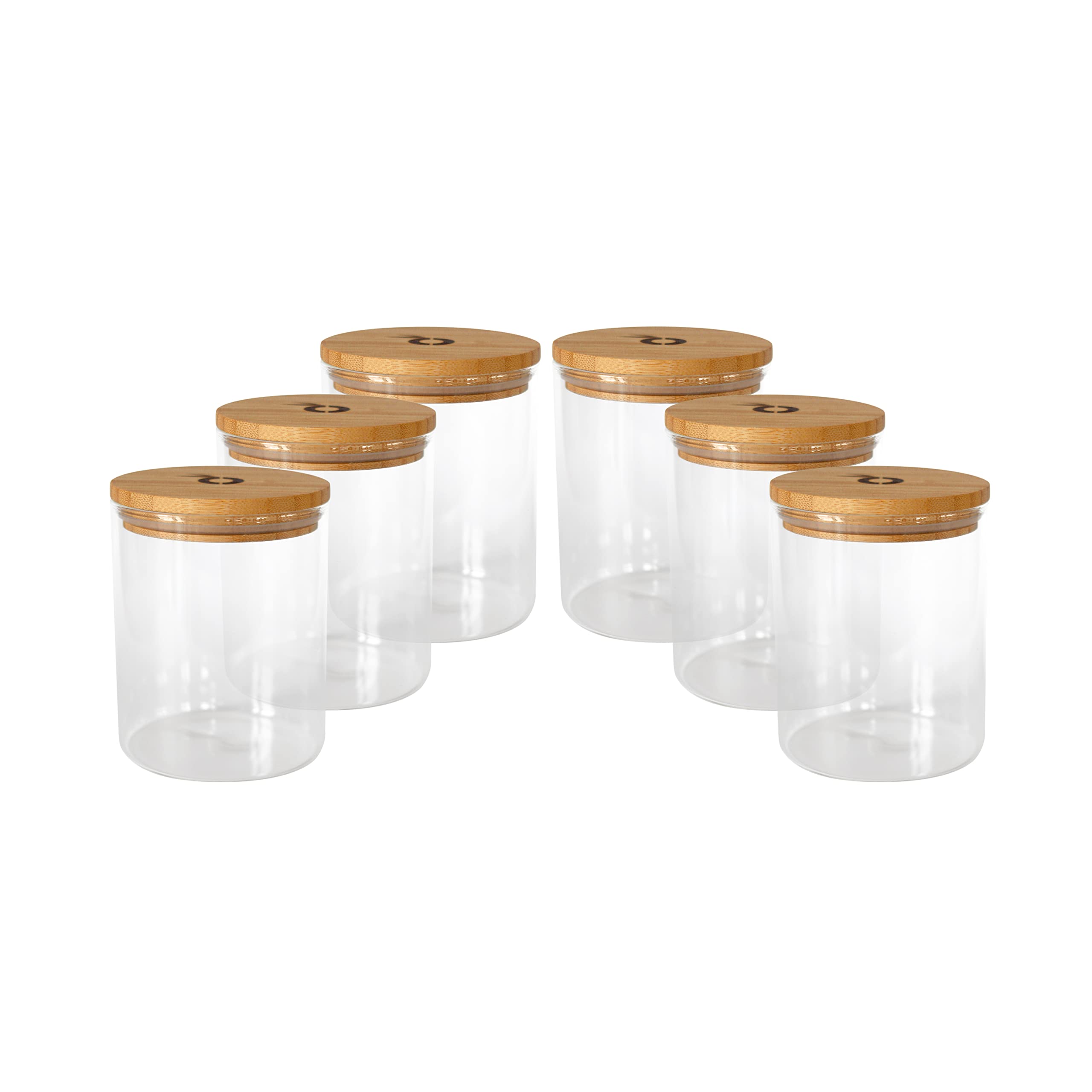 pandoo Vorratsgläser-Set mit Bambus Deckel | Aufbewahrungs- und Vorratsdosen | Vorratsbehälter inkl. Etiketten und Kreidestift | Gewürzgläser Set (6x800ml)