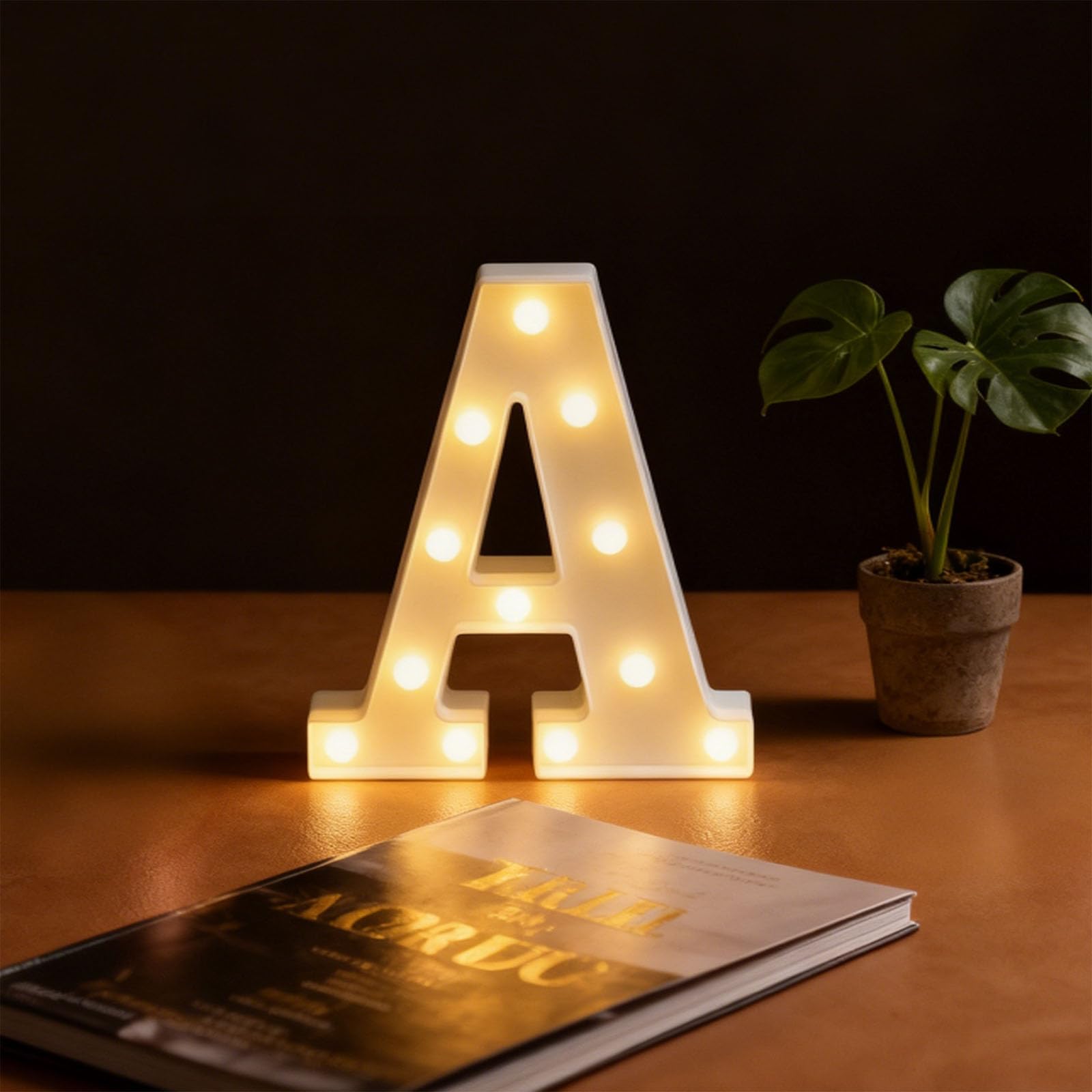 Letter A Sign Lights Battery Powered Decoration Table Lamp Warm White LED Night Light for Living Room Wall, Birthday Party, Dessert Shop Text Decoration (letter A) 7.11"*8.86"*1.63" — image 1