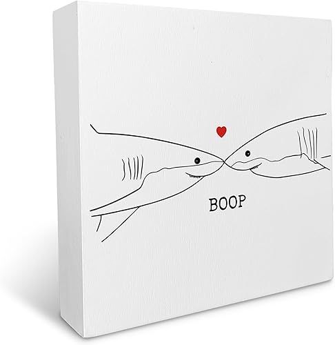 Cartel de madera con diseño de tiburón, diseño de tiburones con texto en inglés Love, placa de madera rústica de animales oceánicos para decoración