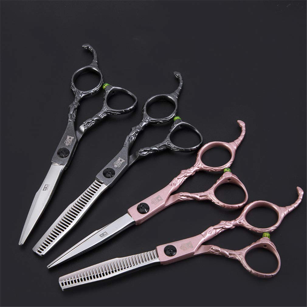 Haarschneidescheren 6,0 Zoll, Profi Friseurschere Gerade Schere Und Zähne Schere Set Edelstahl (Licht Und Sharp), Für Friseurbedarf, Home Use, Salon,Rosa
