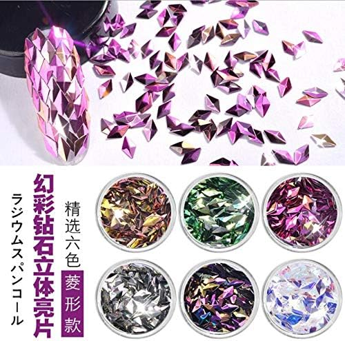 6pcs Mermaid Glitter Flakes Sparkly 3D Hexagon Laser Colorful Sequins Spangles Polish Manicure Nails Art Phone Decor T1780