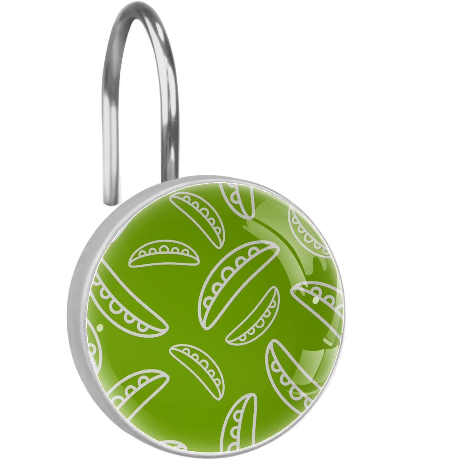 Crochets pour rideau de douche acier inoxydable salle de bain vert pois