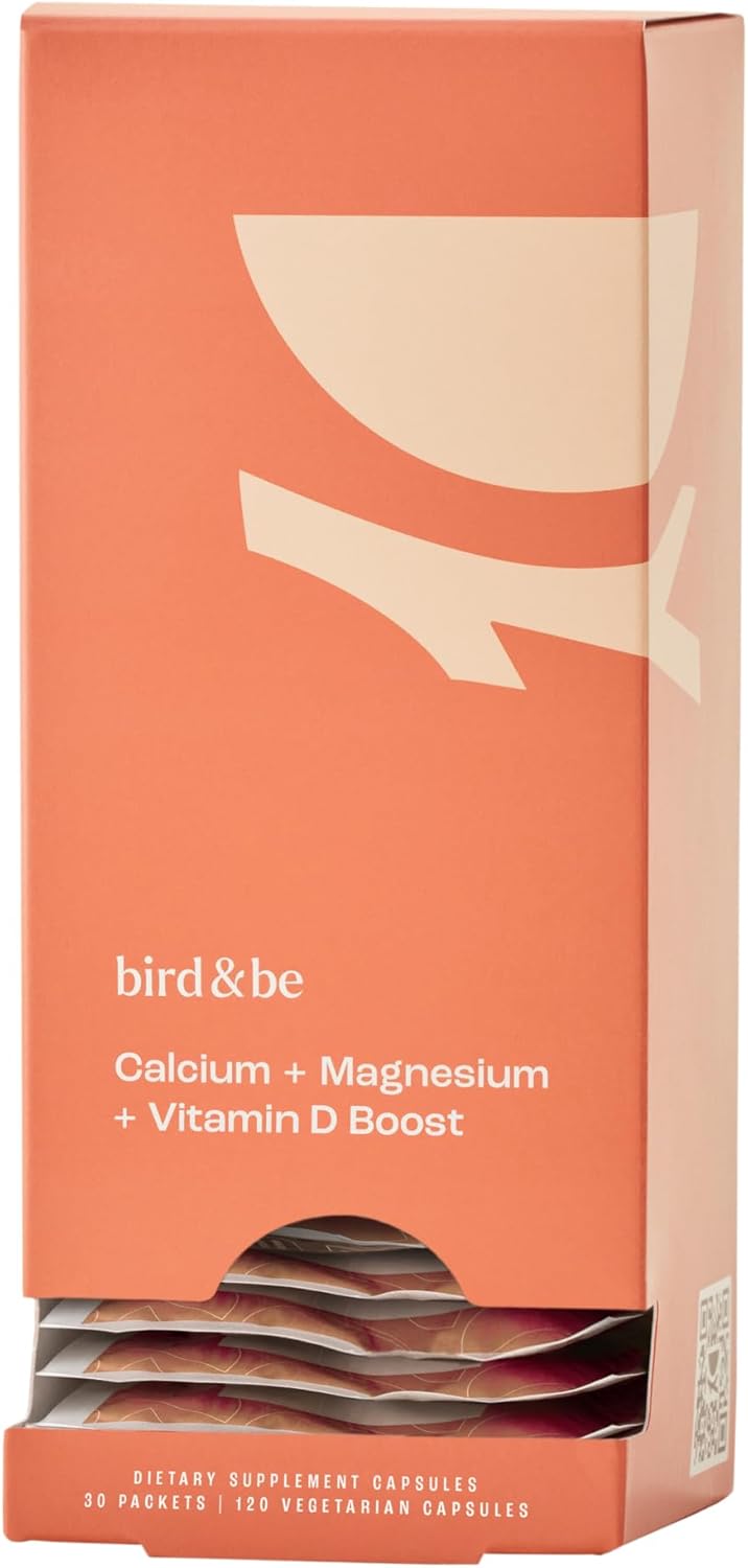 bird&be Calcium + Magnesium + Vitamin D3 Supplement | Bone Strength & Muscle Relaxation | Pregnancy & Breastfeeding Safe | Leg Cramp Relief + Sleep Support | Bioavailable Mineral Boost | Vegan