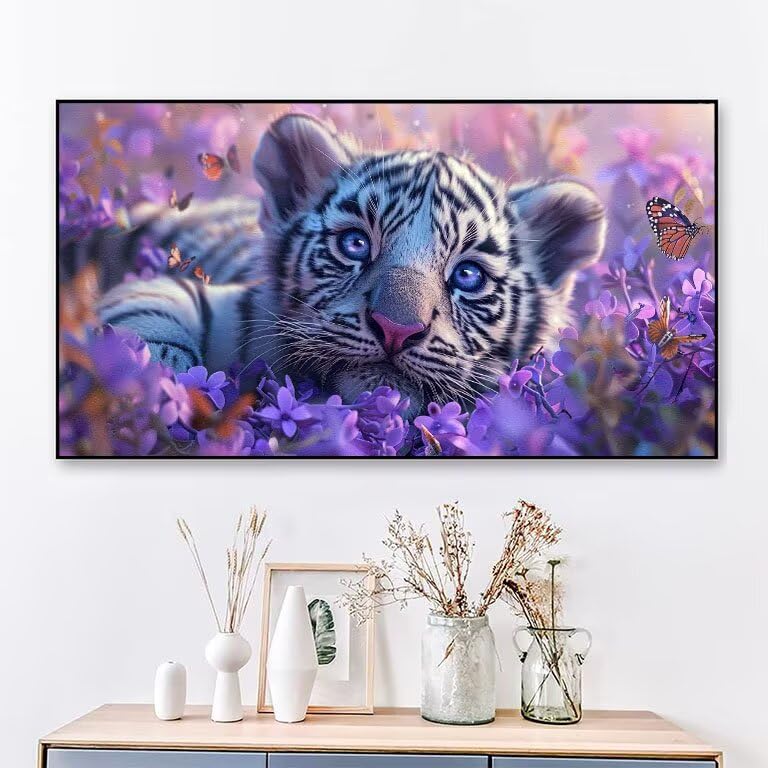 Activité Manuelle Adulte Grand Format - Peinture Diamant 5D Tigre Papillon - 2