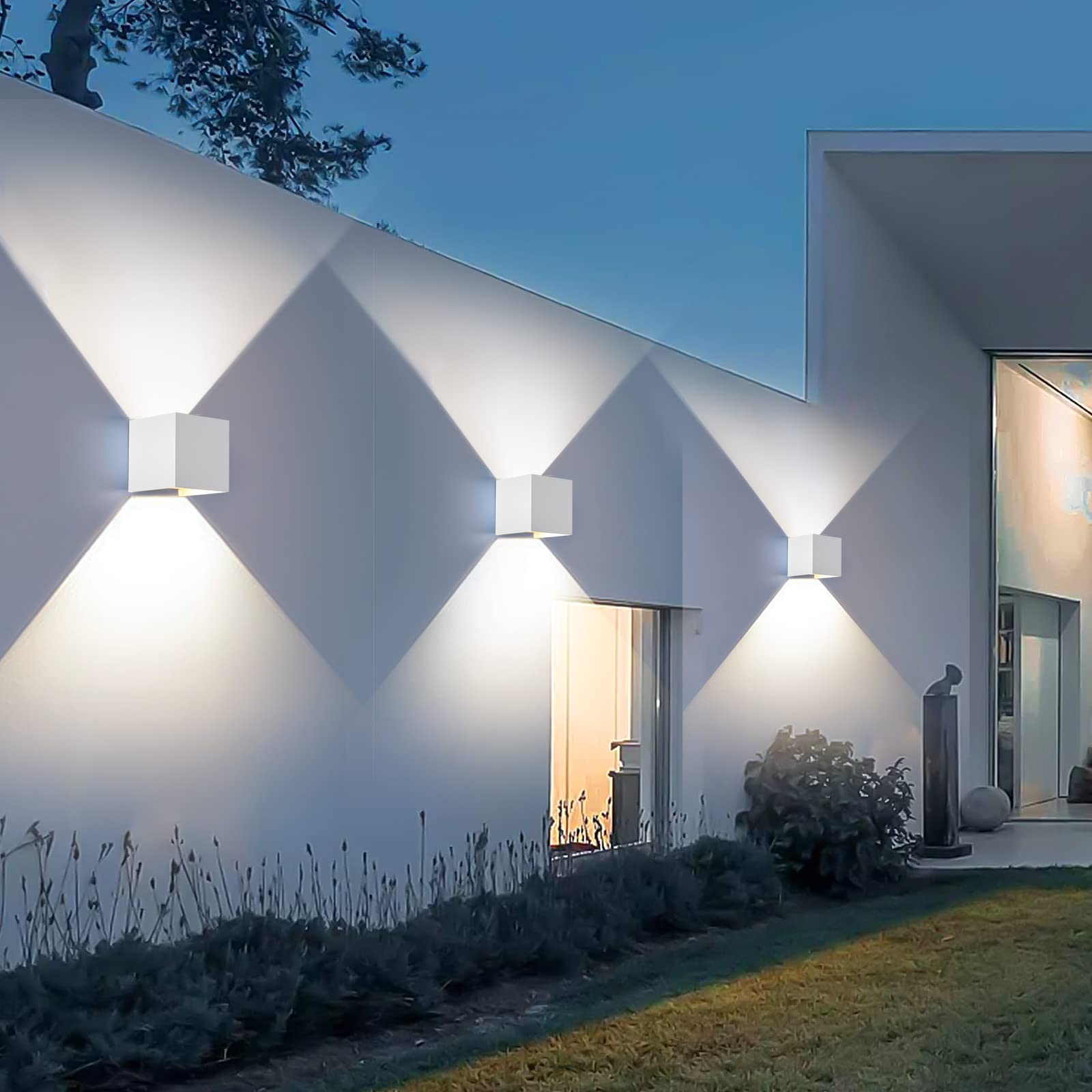 Applique da Esterno con 9W 4000K Bianco Naturale G9 Sorgente Luminosa Sostituibile Applique da Parete Interno IP65 Impermeabile Lampade da Esterno Angolo del Fascio Regolabile【2 Pezzi Bianco】