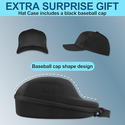 Miniatura 3 de Glamgen Funda rígida para gorras de béisbol, funda de viaje con 1 gorra de béisbol negra y correa de hombro ajustable, bolsa organizadora