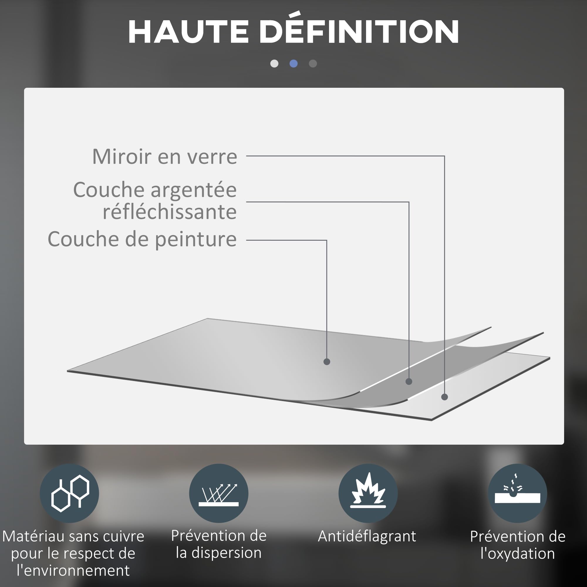 kleankin Miroir Rond Lumineux LED Miroir Mural de Salle de Bain 80 cm avec éclairage Interrupteur Tactile système antibuée luminosité réglable 20,5W+26W Blanc et Argent
