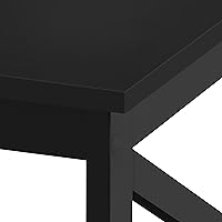 Vista 8 de Yaheetech Mesa de centro negra de madera de 2 niveles con estante de almacenamiento para sala de estar, mesa de cóctel con diseño en X, muebles