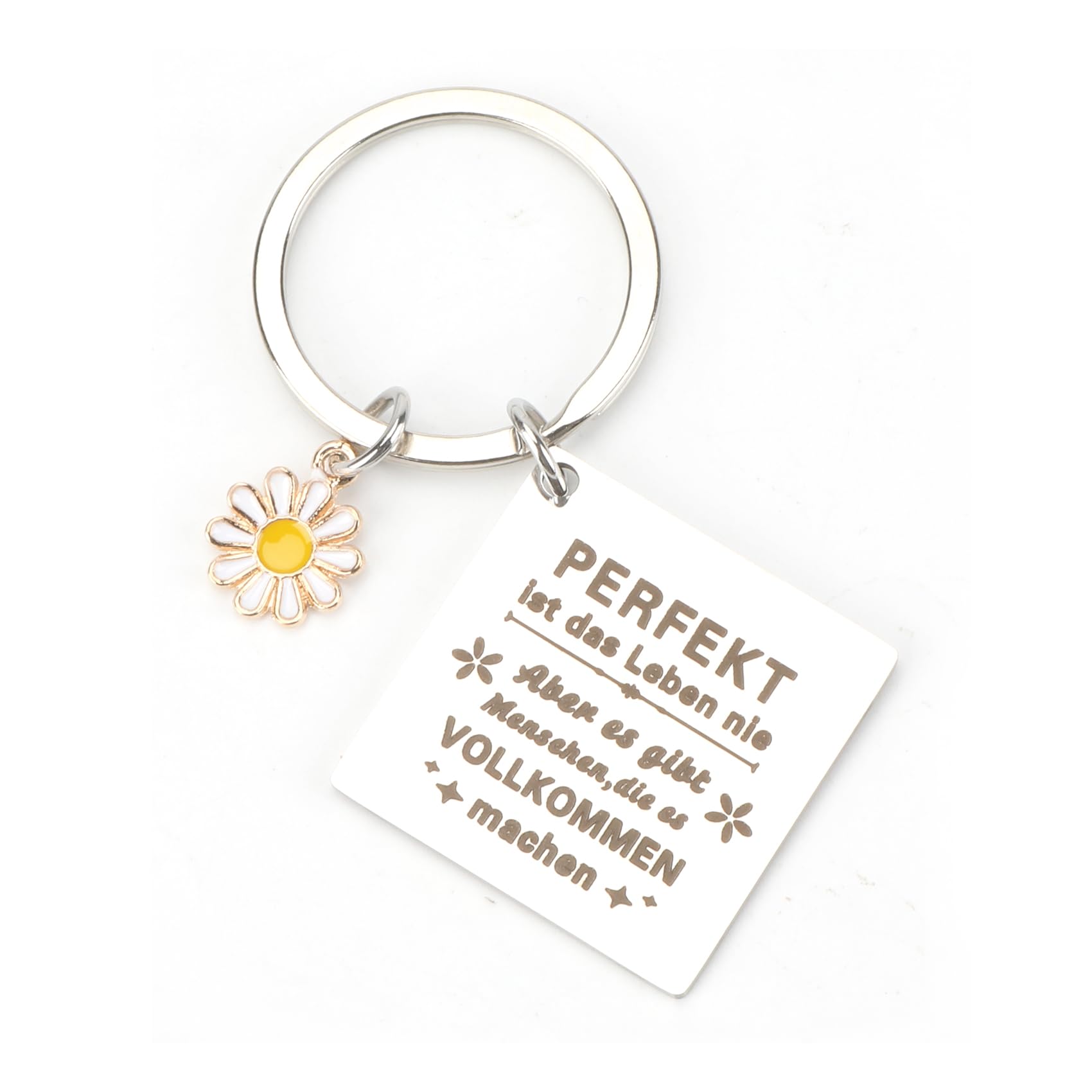 Schlüsselanhänger Für Frauen, Edelstahl Mit Inspirierendem Spruch Und Süßem Kleine Gänseblümchen Anhänger, Geschenk Für Guter Freundinnen, Geburtstagsgeschenk Oder Kleine Geschenke Für Frauen