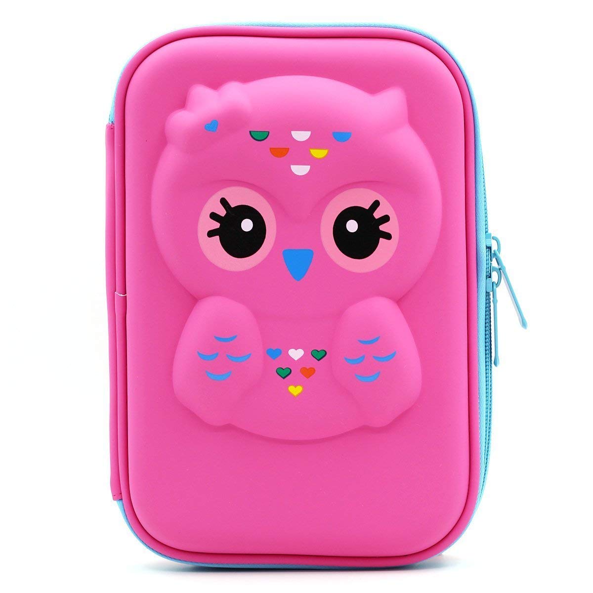 Pindia Stylish Pen Pencil Box Case Pouch Large Capacity With Zipper For School Students Kids Girls Teens (Owl, Dark Purple)