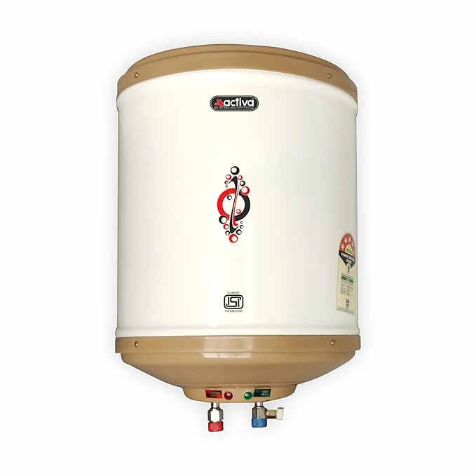 Activa Amazon 10 Liter Water Heater Geyser, ISI Copper Element 3 KVA (0.8mm), Instant Heat Water, Anti Rust Coated Tank, ABS Body, BEE 5 Start Rating, Energy Efficient, 5 Year Warranty - IVORY