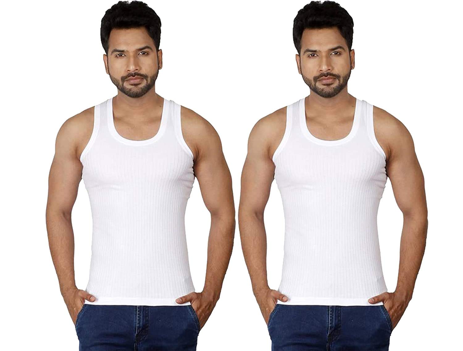Mens Parka Cotton Vest, Pack of 2 (80 cm) White