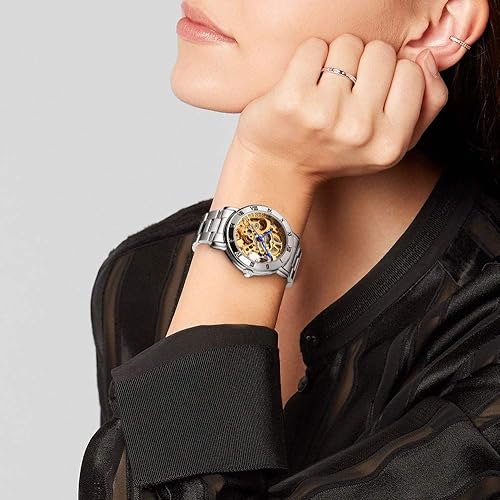 Miniatura 9 de IK - Reloj automático para mujer Steampunk con cuerda automática pulsera de plata mecánica reloj de pulsera para mujer