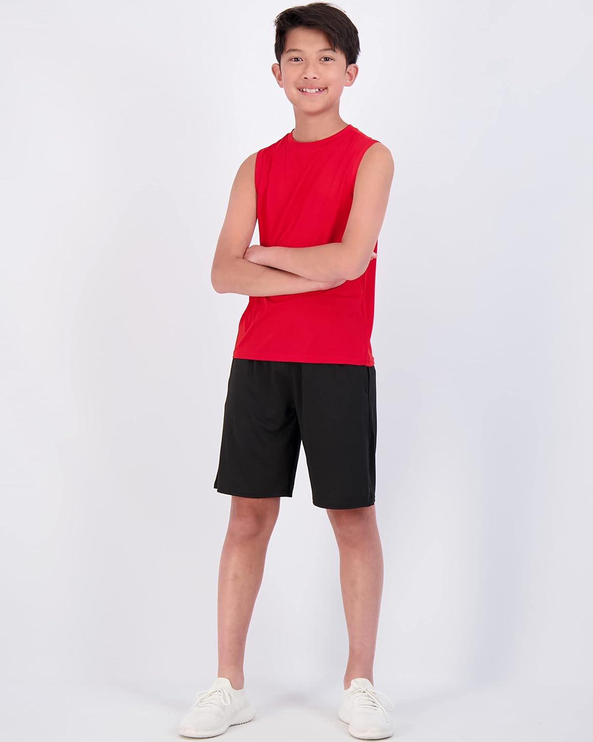 Real Essentials 5 Pack: Boys Dry-Fit Active Athletic Performance Tank Top - Image 5